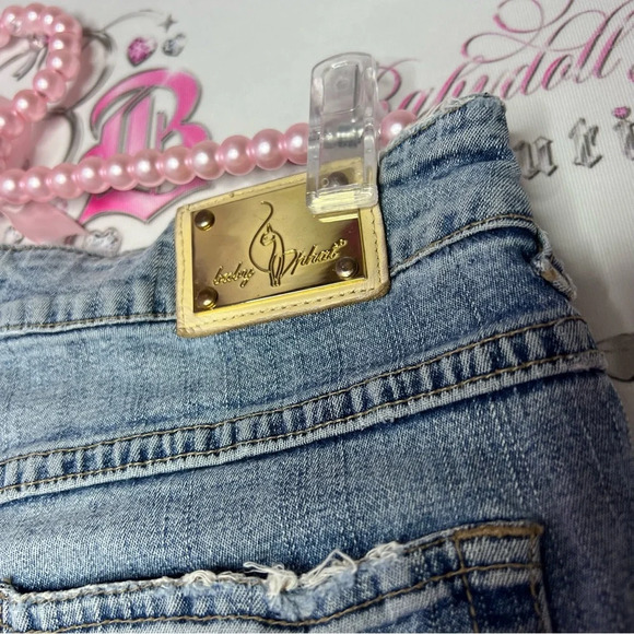 Baby phat capri pants denim jeans cat logo metal gold hardware  y2k 2000s - Picture 4 of 13
